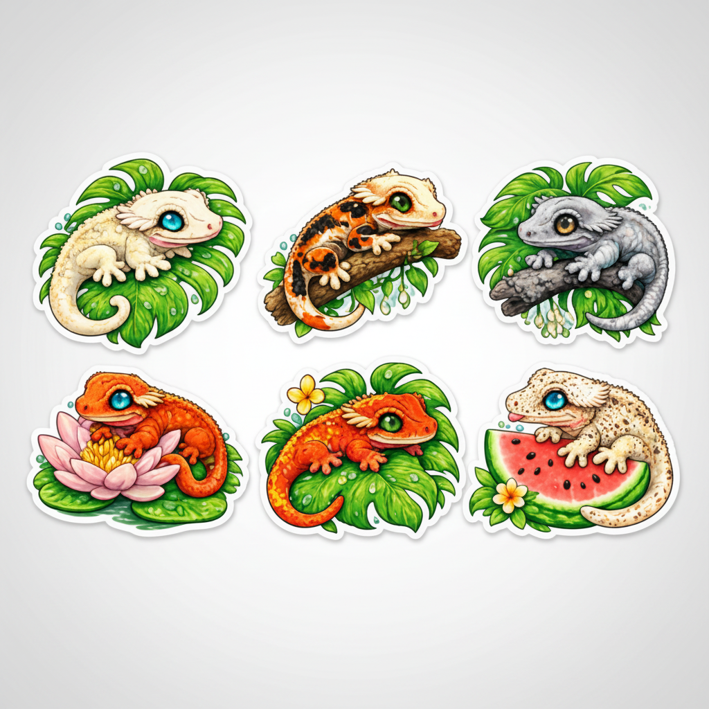 NO:2 CRESTED GECKO STICKER COLLECTION