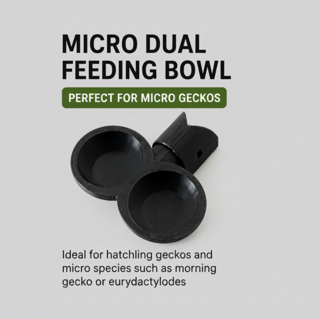 GECKO MICRO DUAL FEEDING BOWL WITH BRANCH FIXTURE