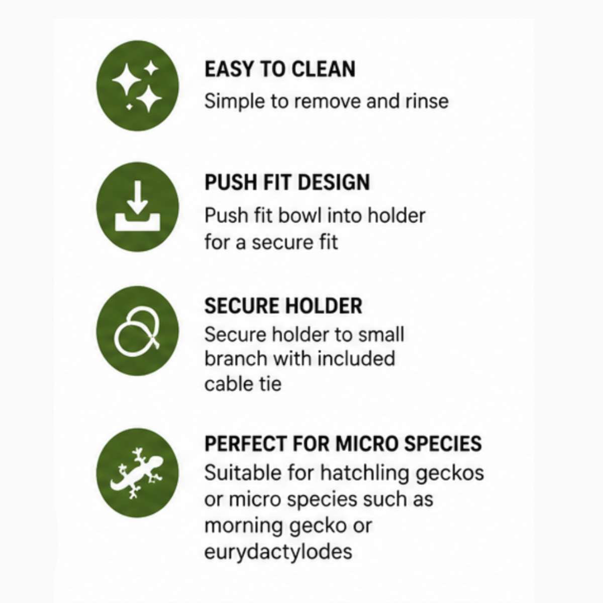 GECKO MICRO DUAL FEEDING BOWL WITH BRANCH FIXTURE